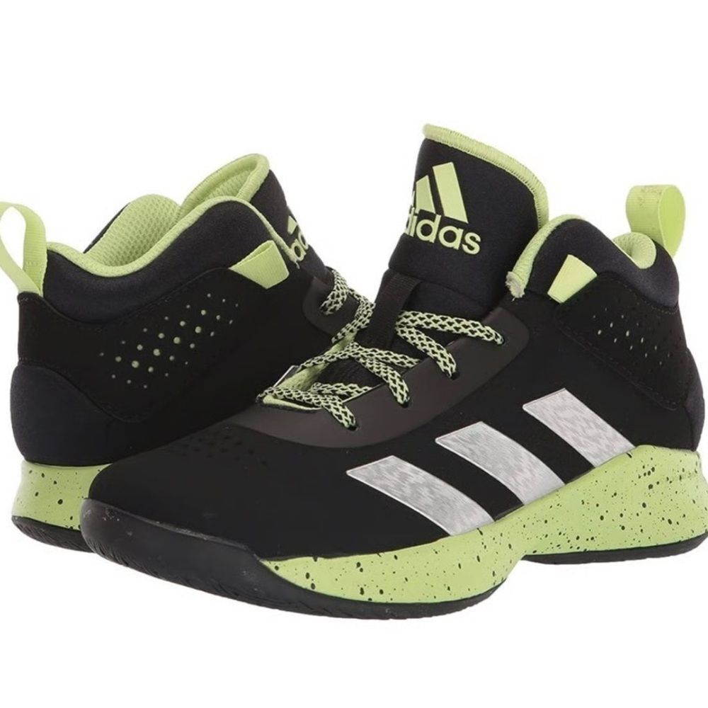 Adidas Unisex Kids Cross Em Up 5 Basketball Black and Lime Sneakers